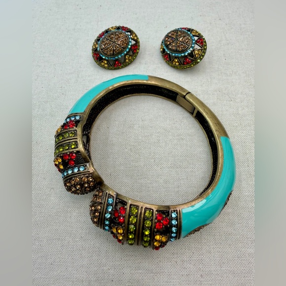 Joan Rivers Jewelry - Joan Rivers Turquoise and Multicolor Bracelet Set with clip earrings